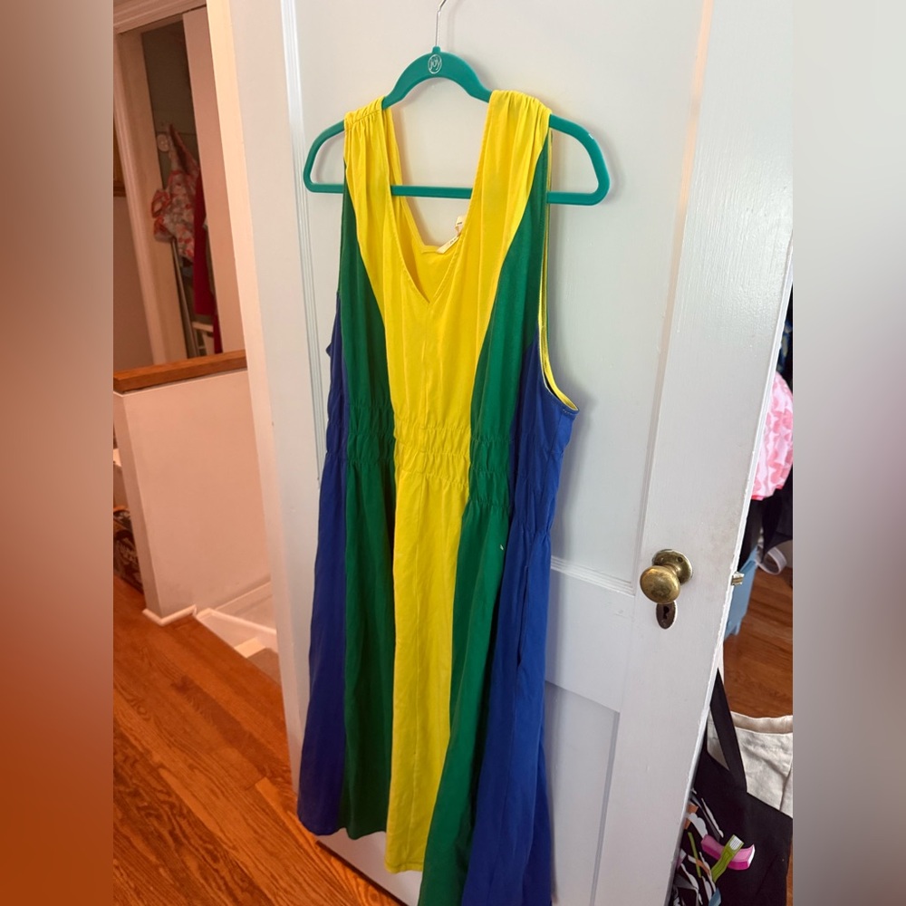 Eshakti summer dress, bright fun, ruched waist detail 3X